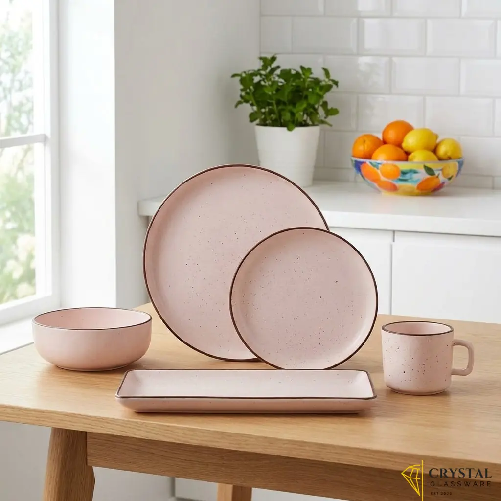 Speckled Serenity ceramic stoneware 17 pc serving set 4 person serving
